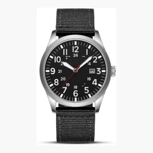Men's Outdoor-Style Nylon Strap Quartz Watch with Luminous Dial Cues