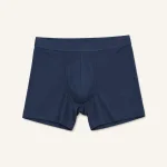 Boxer aderenti blu navy con fascia larga e pannello anteriore cucito