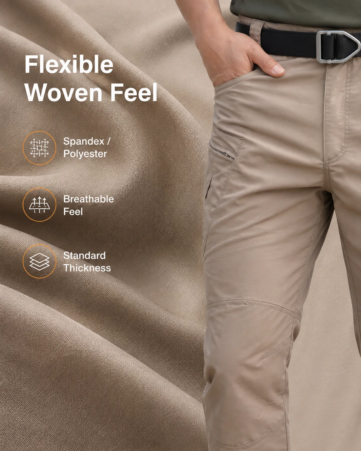 Size or use detail for Men's Reinforced Knee Cargo Work Pants for Outdoor Hiking