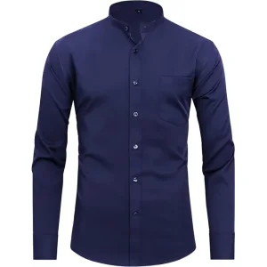 Camisa hombre manga larga cuello mao para primavera y otono