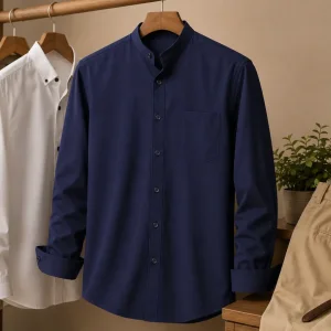 Men's Stand Collar Long Sleeve Shirt Guide for Spring and Autumn Layering