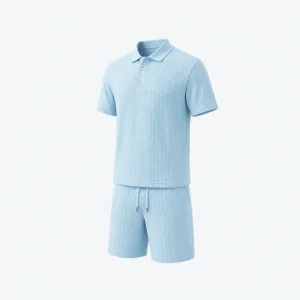 Set uomo polo testurizzata e shorts per uso quotidiano