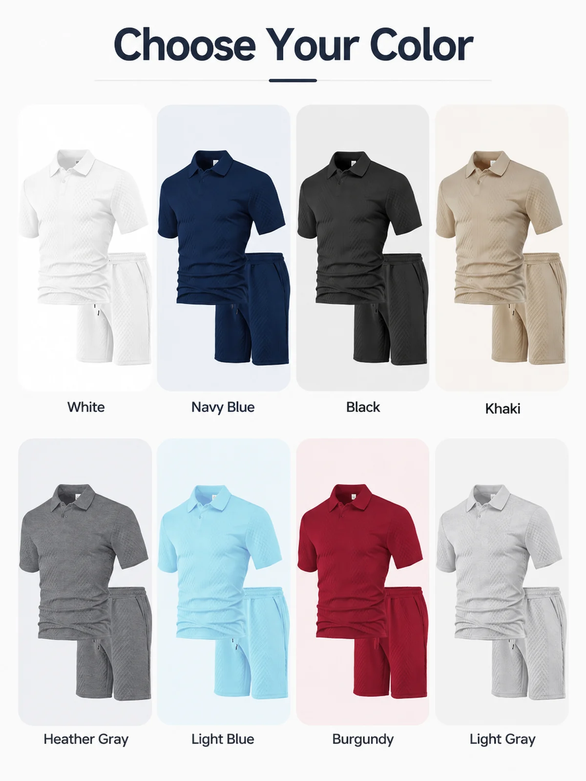 Détail matière et structure pour Ensemble homme polo texture et short pour un usage quotidien