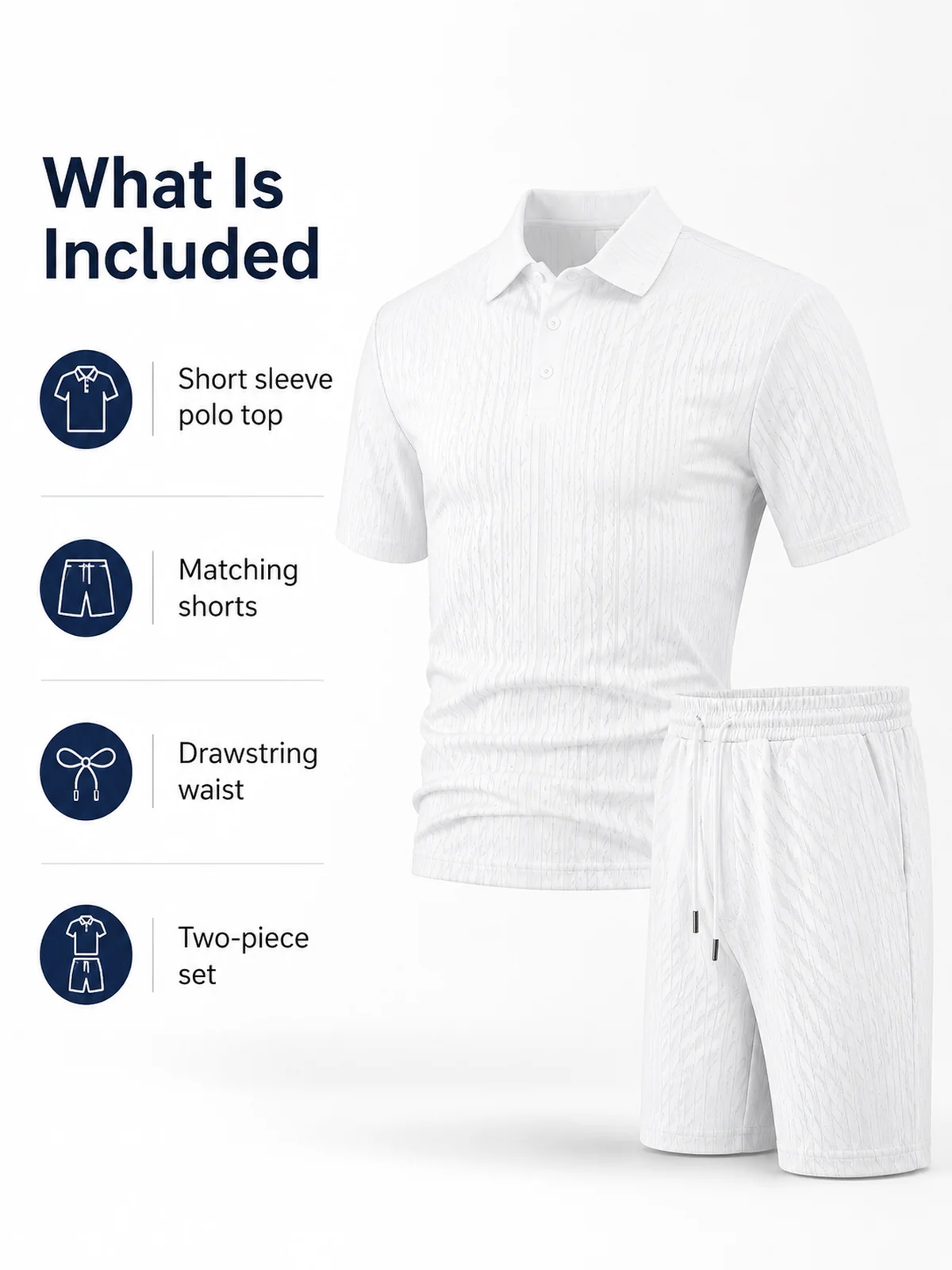 Image de détail pour Ensemble homme polo texture et short pour un usage quotidien