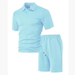 Set uomo polo testurizzata e shorts per uso quotidiano