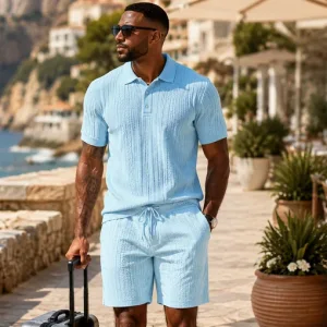 Men's Textured Polo Shirt and Shorts Set Guide for Summer Travel, Resort Days and Smart Casual Outfits