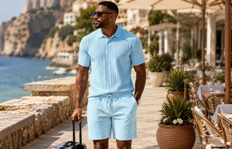 Men's Textured Polo Shirt and Shorts Set Guide for Summer Travel, Resort Days and Smart Casual Outfits