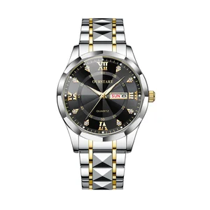 Men's Luminous Water-Resistant Quartz Watch with Stainless Steel Band