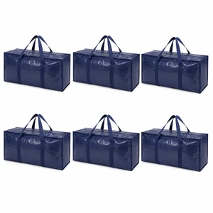 Bolsas de mudanza grandes azules con cremallera y asas, pack de 6