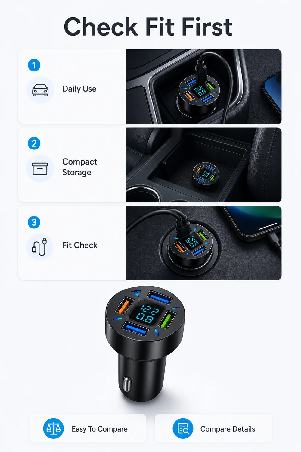 Use limits detail for compatible 12V sockets avoiding overload and unplugging when not needed