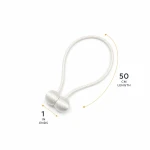 White curtain tieback in a measurement diagram labeled 50 cm length and 1 in ends