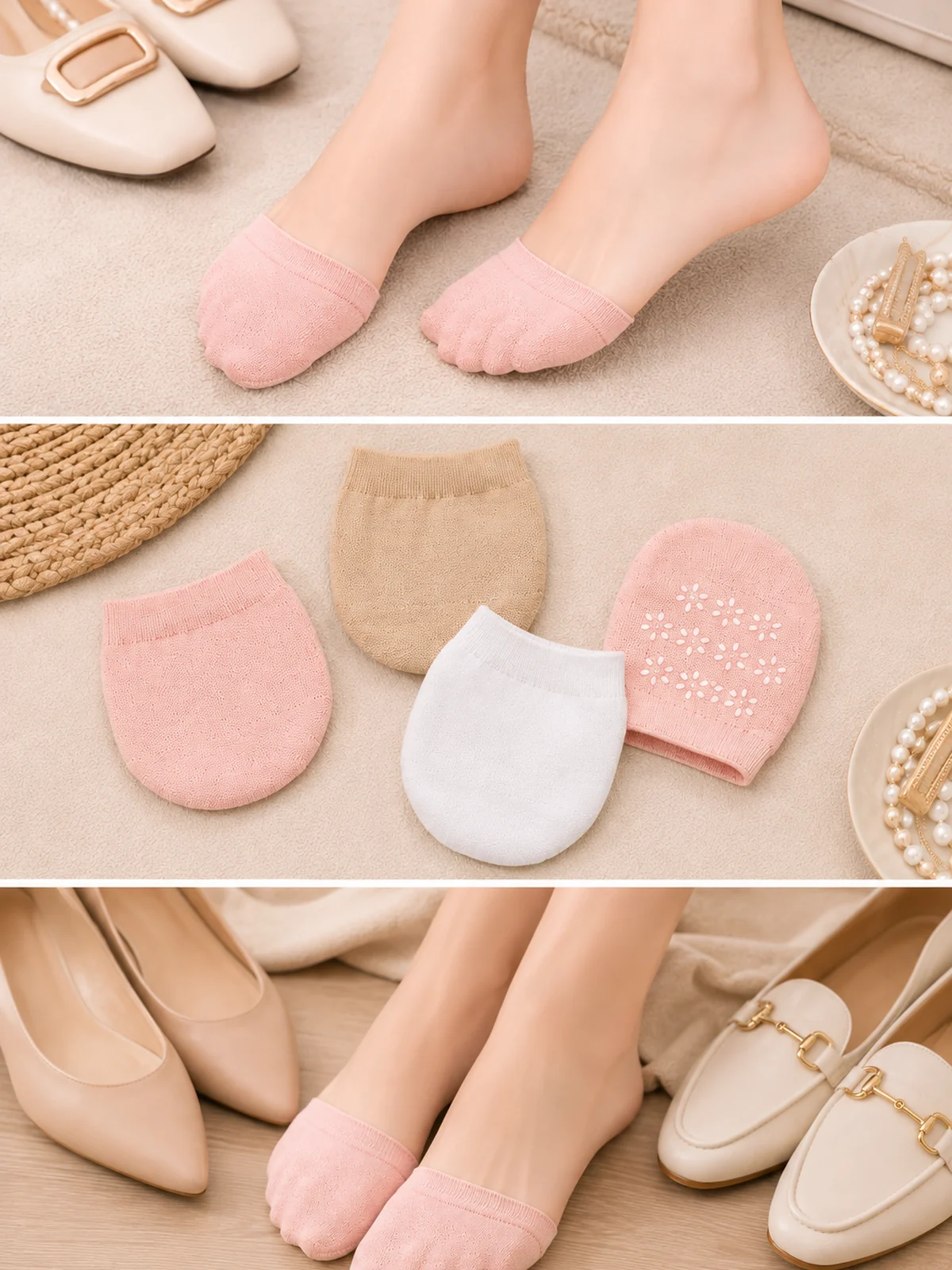 Scène d’usage quotidien pour Chaussettes Invisibles d'Avant-Pied Femme avec Grip Silicone