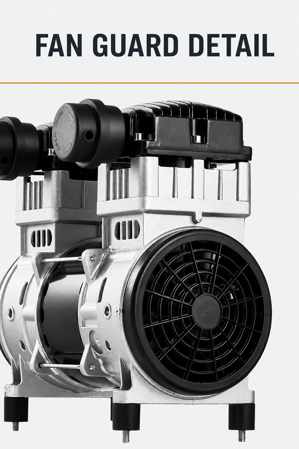 Detail infographic showing the fan guard and adjacent housing