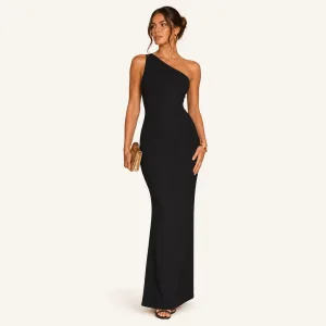 Vestido longo bodycon de um ombro para noites de verao