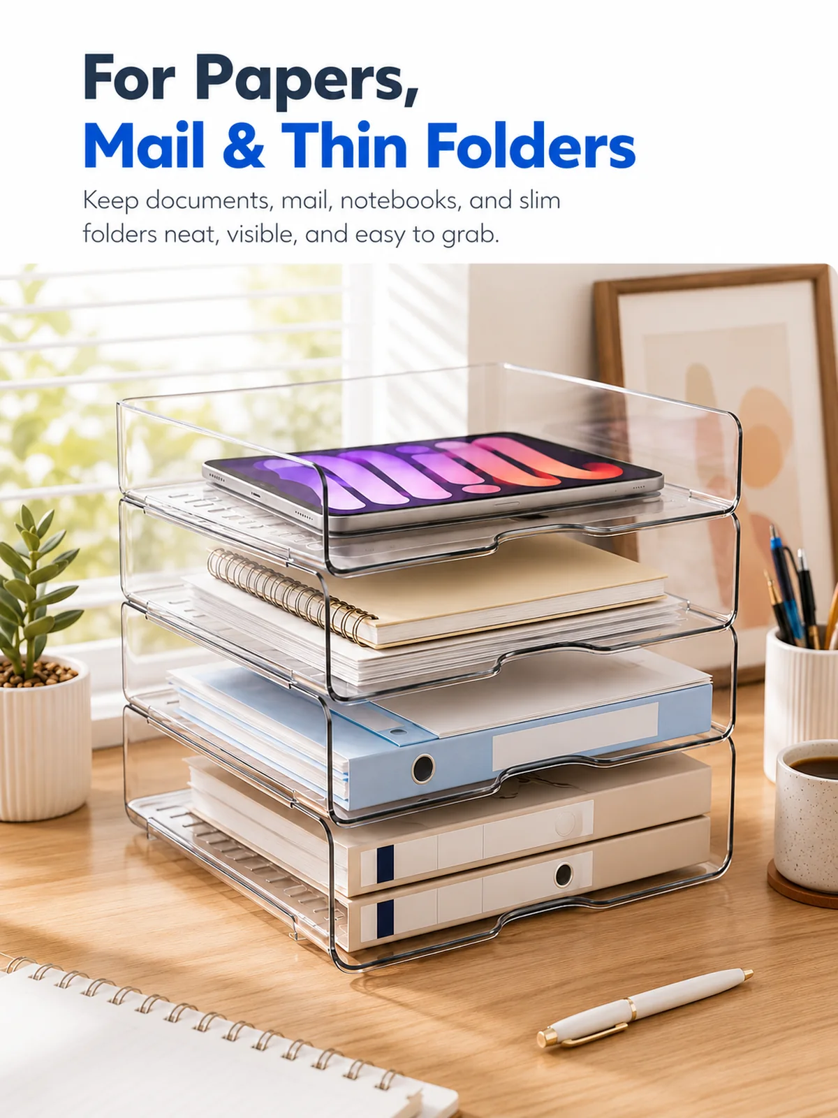 Organiseur pour papiers courrier et dossiers fins