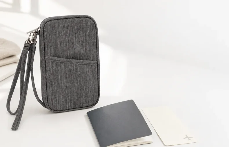Cartera de Viaje para Pasaporte con Correas: Organizador Gris