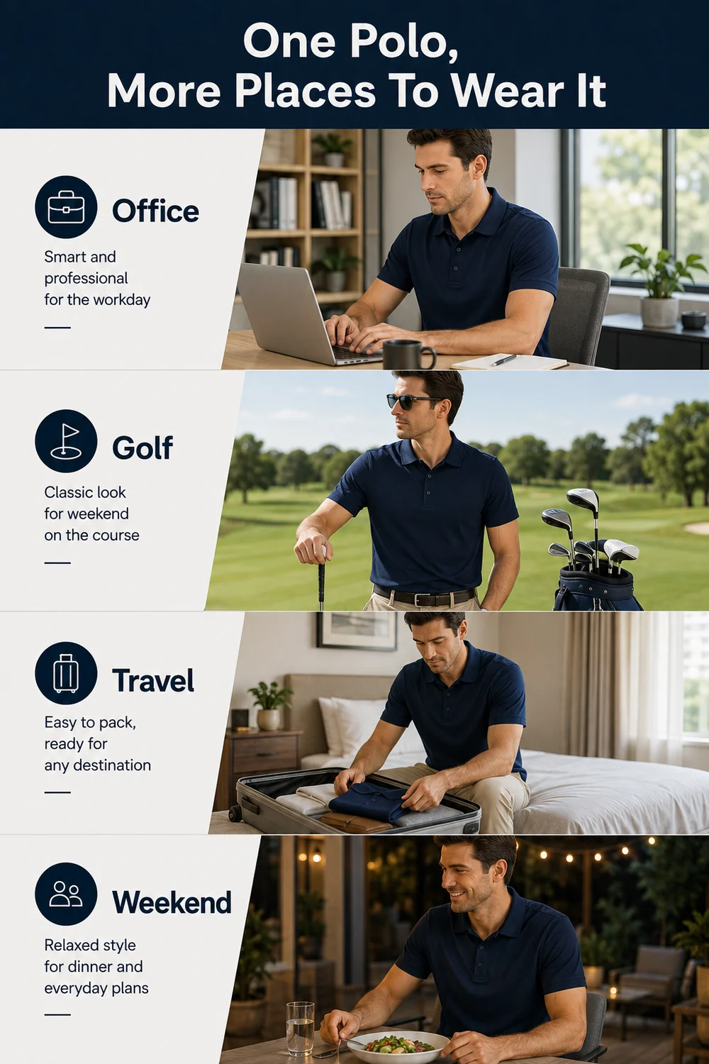 Detailbild für Herren Performance Polohemd für Arbeit Golf und Reisen