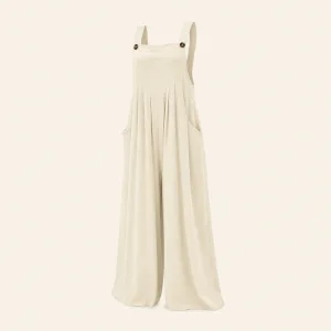 Damen Jumpsuit mit weitem Bein, Plissee und Taschen
