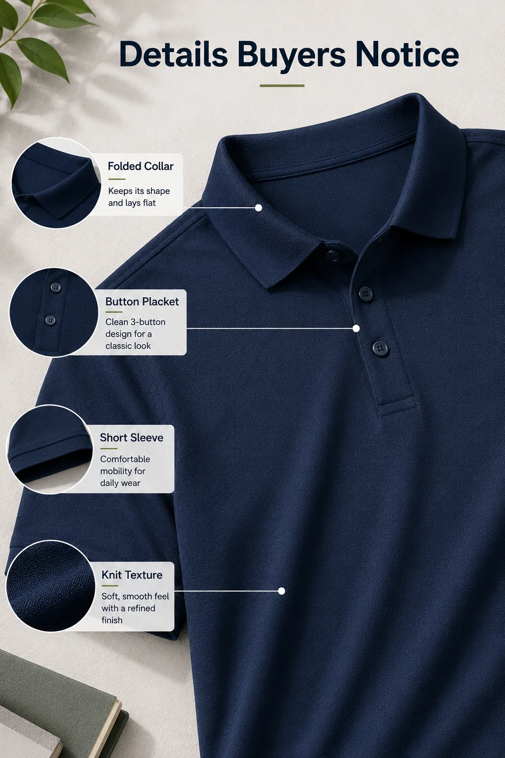 Größen- oder Nutzungsdetail für Herren Performance Polohemd für Arbeit Golf und Reisen
