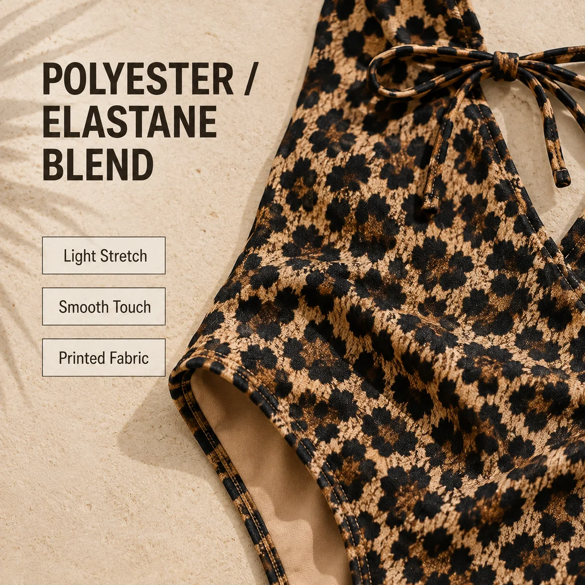 Détail de taille ou d’usage pour Maillot une pièce leopard dos nu a nouer pour un usage quotidien