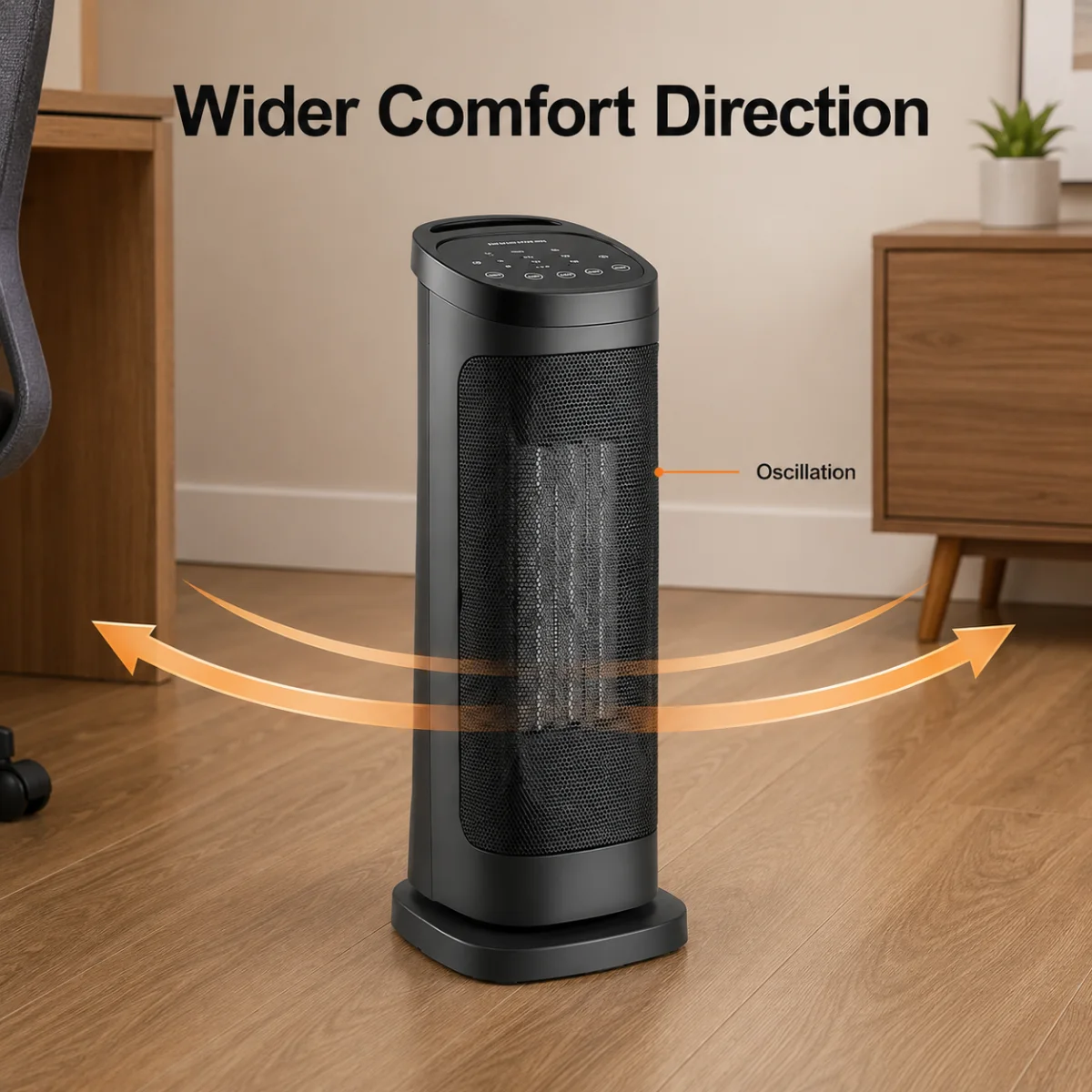 Material and structure detail for Portable 1500W Ceramic Space Heater with Remote Control
