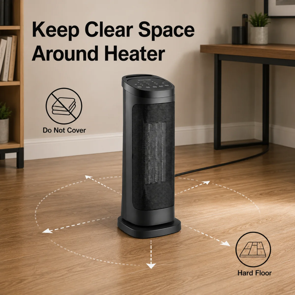 Everyday use scene for Portable 1500W Ceramic Space Heater with Remote Control