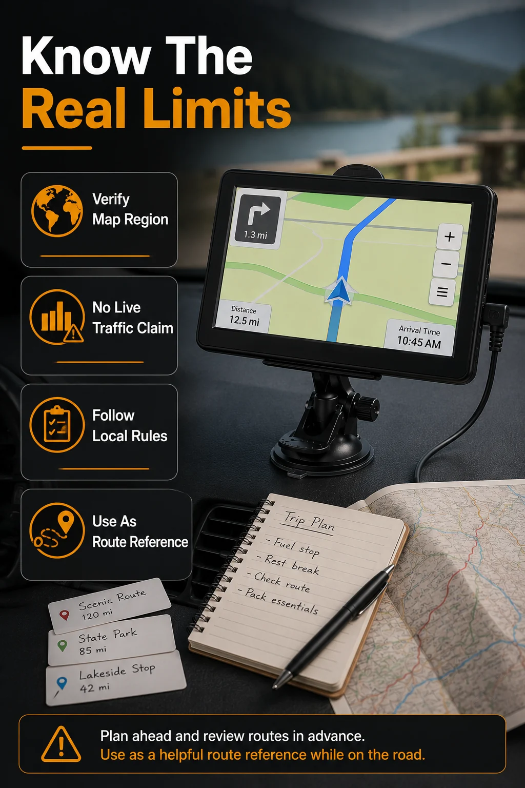Limites reais de mapas e instalação para GPS portátil