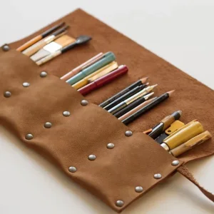 Étui roulable en cuir PU pour pinceaux