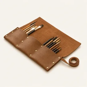 PU Leather Artist Paint Brush Roll-Up Case