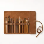 Étui roulable en cuir PU pour pinceaux