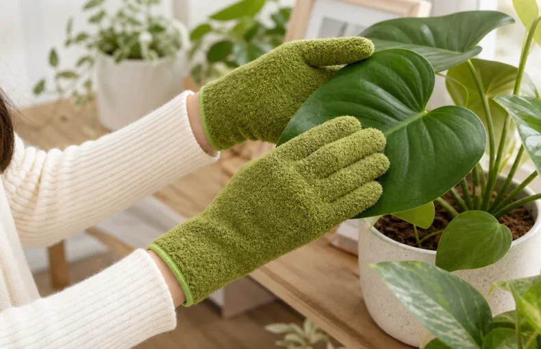 Guantes para limpiar hojas de plantas: guía de terciopelo coral