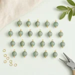 Lot de 20 breloques rondes quartz 8x13mm pour creation de bijoux