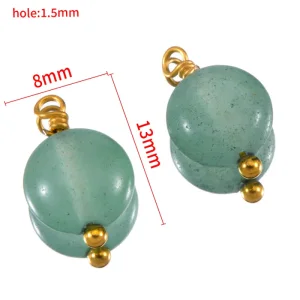 Lot de 20 breloques rondes quartz 8x13mm pour creation de bijoux