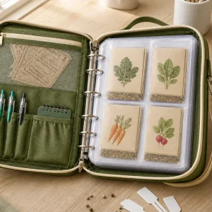 Organiseur de graines zippé: 120 sachets et planning jardin