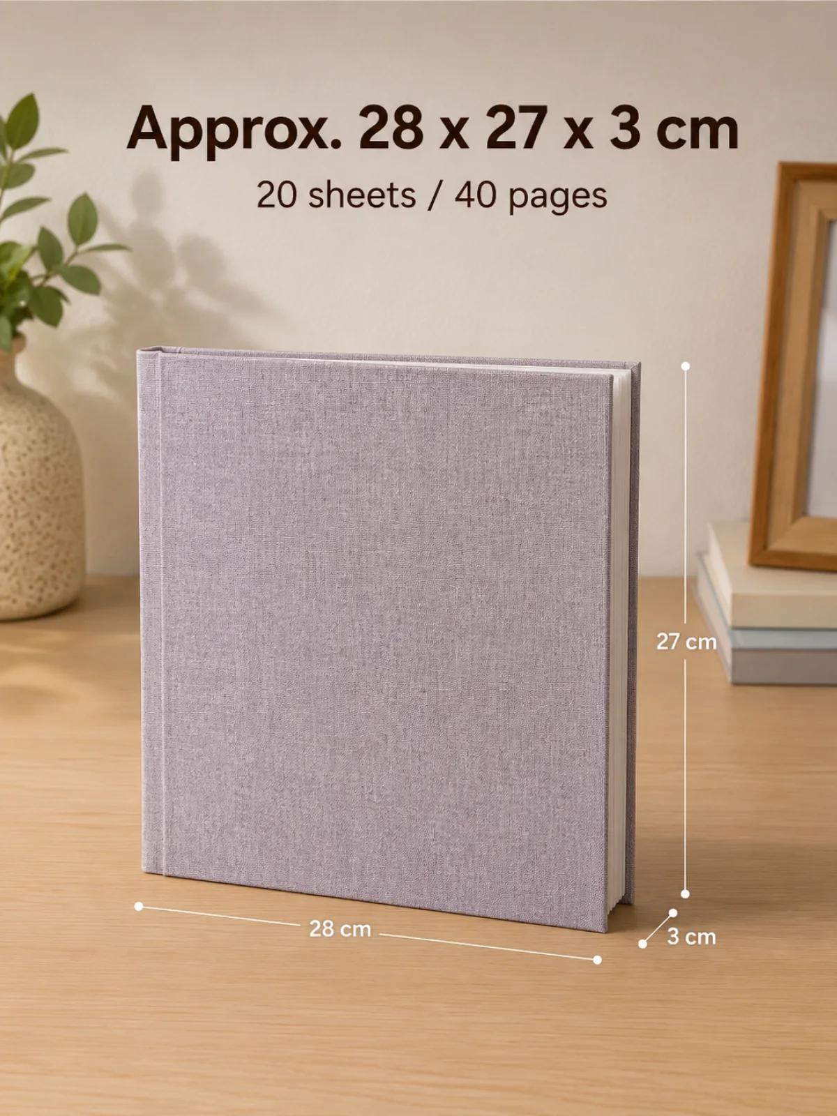 Large self-adhesive photo album size guide with 20 sheets and 40 pages