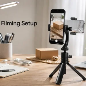 Guía de soporte trípode para smartphone en escritorio, videollamadas y fotos