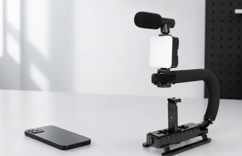 Smartphone Vlogging Rig with LED Light: Handle, Phone Fit and Setup Guide