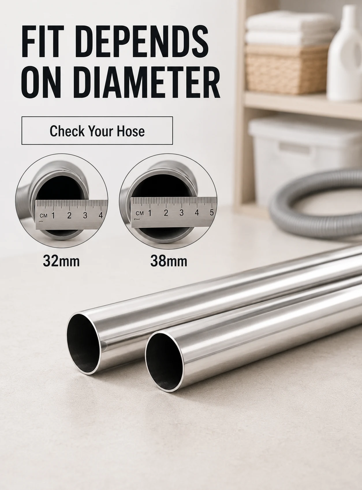 Immagine di dettaglio per Tubi di prolunga aspirapolvere in acciaio inox 32mm e 38mm per uso quotidiano