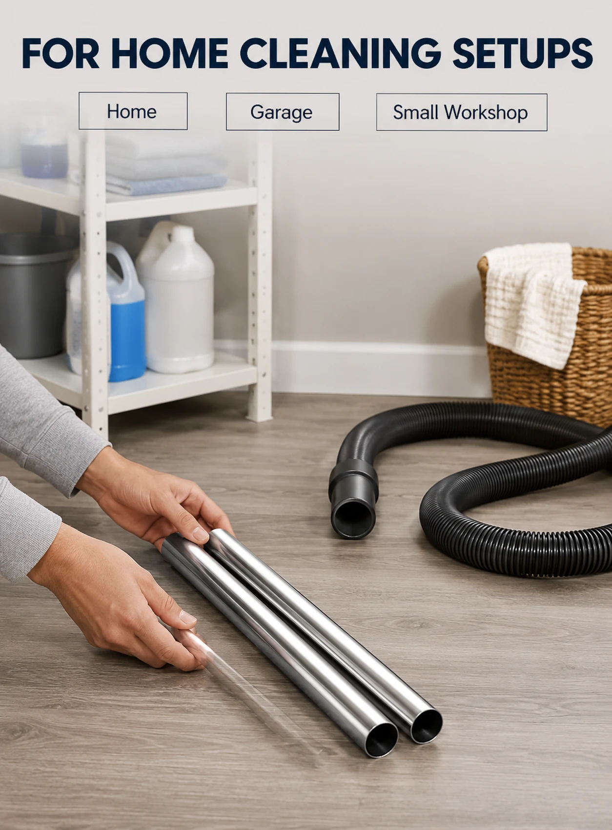 Dettaglio materiale e struttura per Tubi di prolunga aspirapolvere in acciaio inox 32mm e 38mm per uso quotidiano