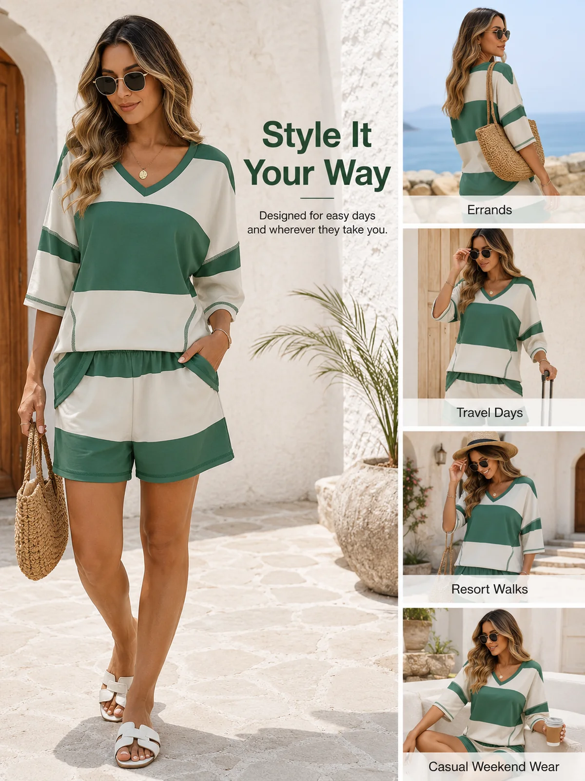 idee styling per completo donna shorts a righe