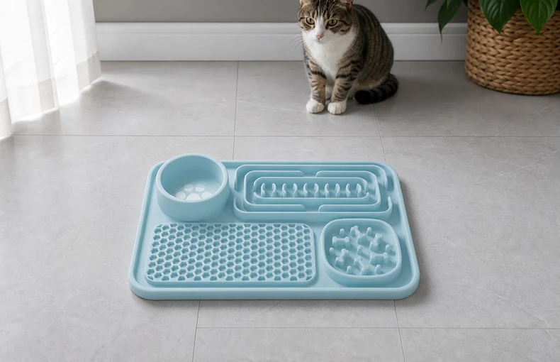 Bandeja de silicona para mascotas: cuatro zonas y medidas