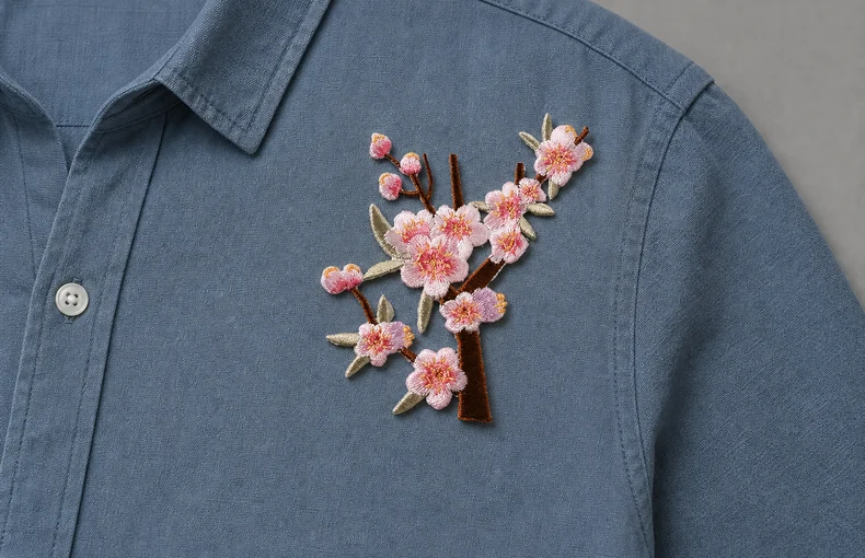 Plum Blossom Embroidered Patches: Size and Placement Guide