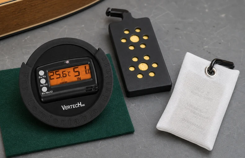 Kit de higrômetro para a boca do violão: encaixe de 85 mm e montagem manual