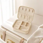 Portable Double-Layer Travel Jewelry Box with Mirror
