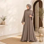 Women's Two-Piece Modest Abaya Set with Inner Dress