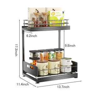 Under Sink Metal Organizer with Sliding Drawer