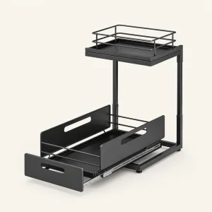 Under Sink Metal Organizer with Sliding Drawer