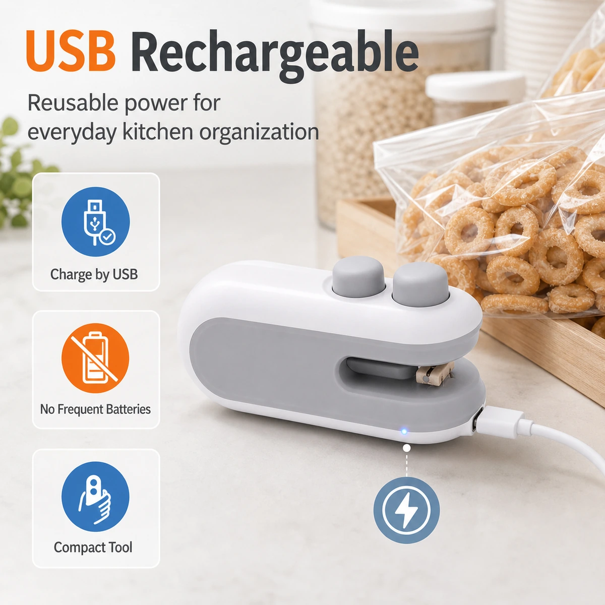 USB-aufladbarer Mini-Beutelverschließer mit Cutter Kaufprüfung