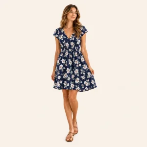 Vestido de verano línea A con escote en V