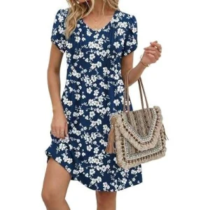 Abito estivo linea A con scollo a V da donna